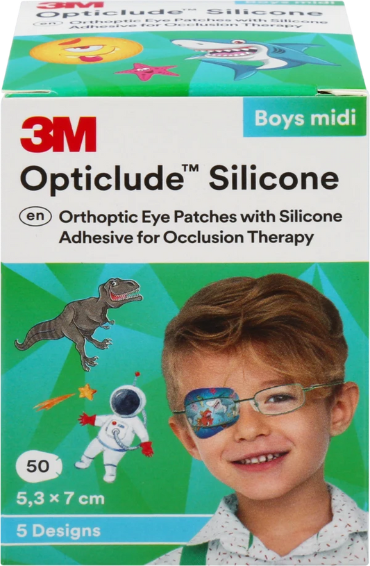 3M OPTICLUDE Silicone midi silmälappu peittohoitoon lajitelma pojille