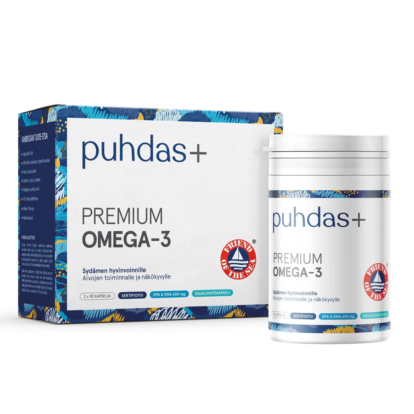 PUHDAS+ Premium omega-3 kalaöljykapseli 180 kapselia