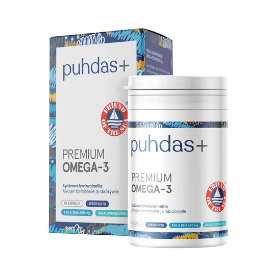 PUHDAS+ Premium omega-3 kalaöljykapseli 90 kapselia