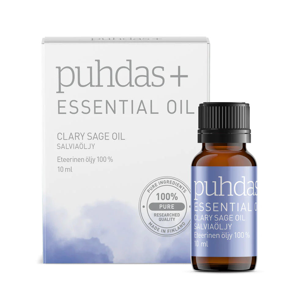 PUHDAS+ 100 % Essential oil clary sage eteerinen salviaöljy 10 ml